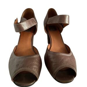 Clarks Dark Brown Peep-Toe Heels